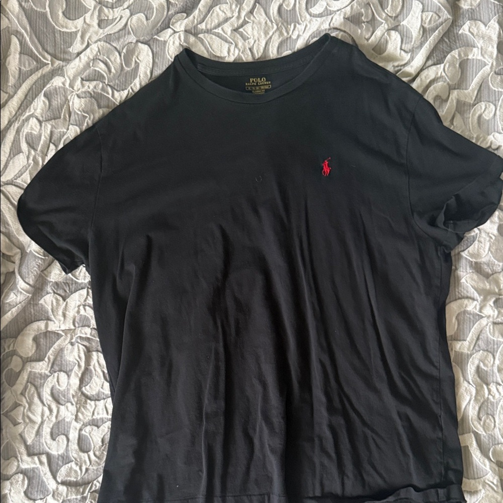 Ralph Lauren Black Tee with Red Emblem